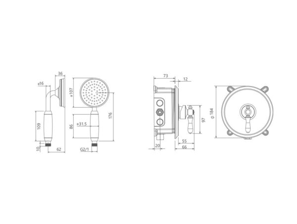 حمام توکار زیگموند تیپ 2 BRASS شودر