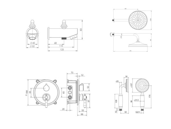 حمام توکار زیگموند تیپ 4 BRASS شودر
